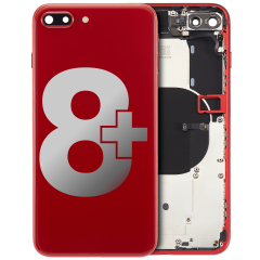 Back Housing W/ Small Components Pre-Installed Compatible For iPhone 8 Plus (Used OEM Pull: Grade A) (Red)