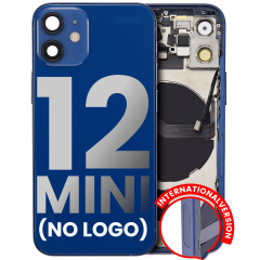 Back Housing W/ Small Components Pre-Installed Compatible For iPhone 12 Mini (US Version) (No Logo) (Aftermarket Plus) (Blue)
